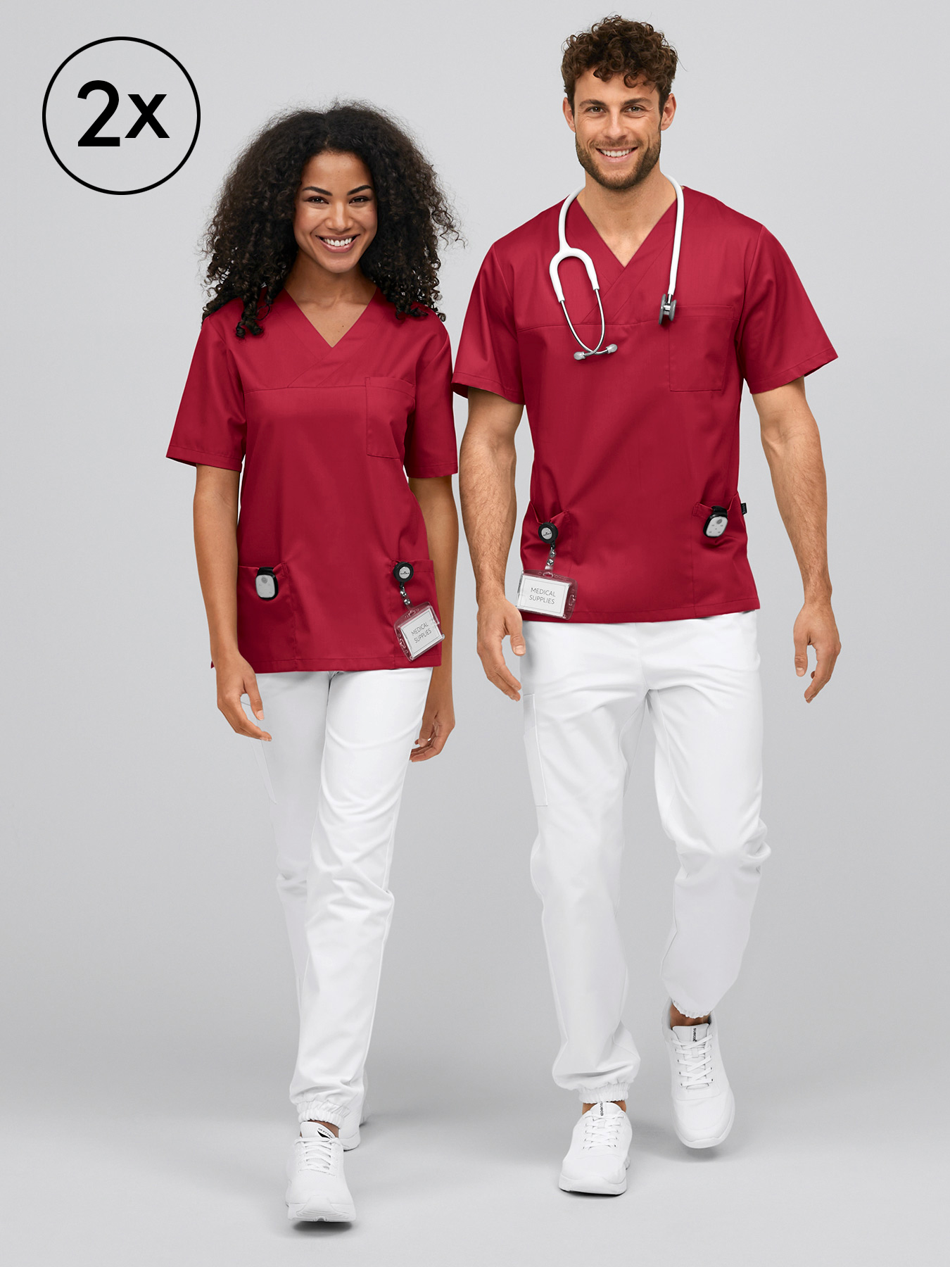 7days - Unisex OP-Kasack PISA 2er-Pack | rot | 5XL 20019408