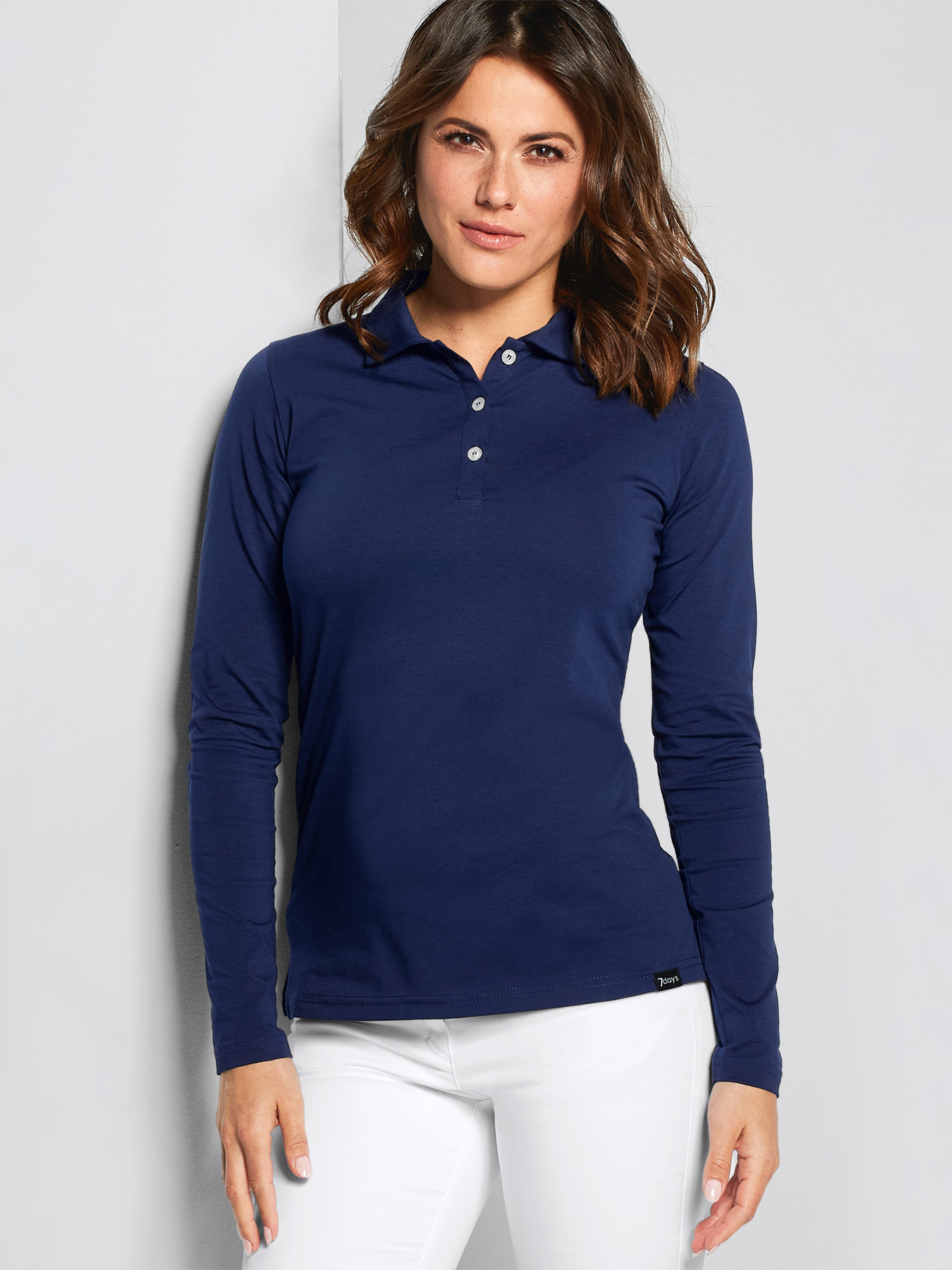 7days - Poloshirt, Single Jersey LODI- langarm für Damen | blau | M 20476703
