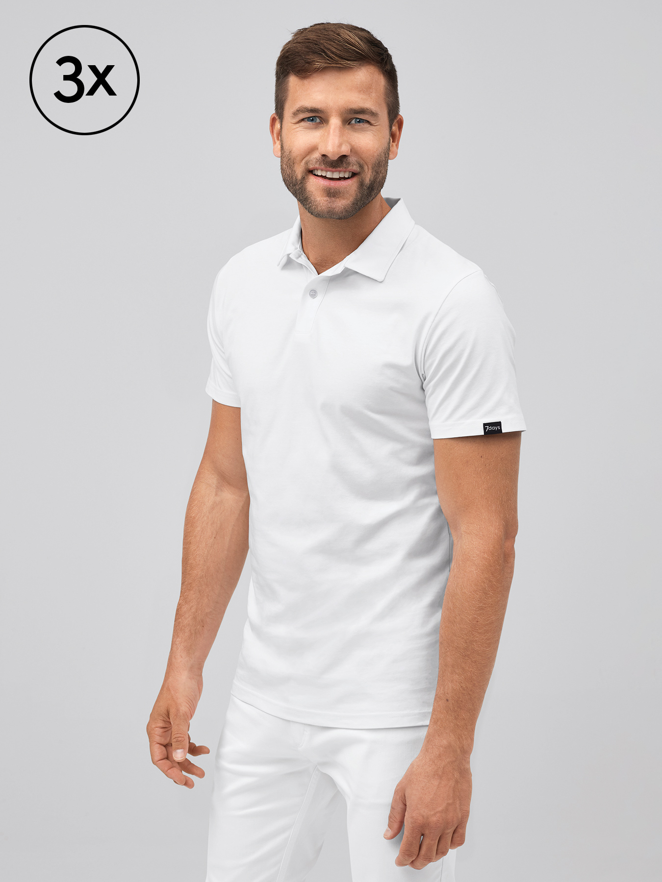 7days - Unisex-Poloshirt MADRID Single Jersey 3er-Pack | weiß | XXXL 20587906