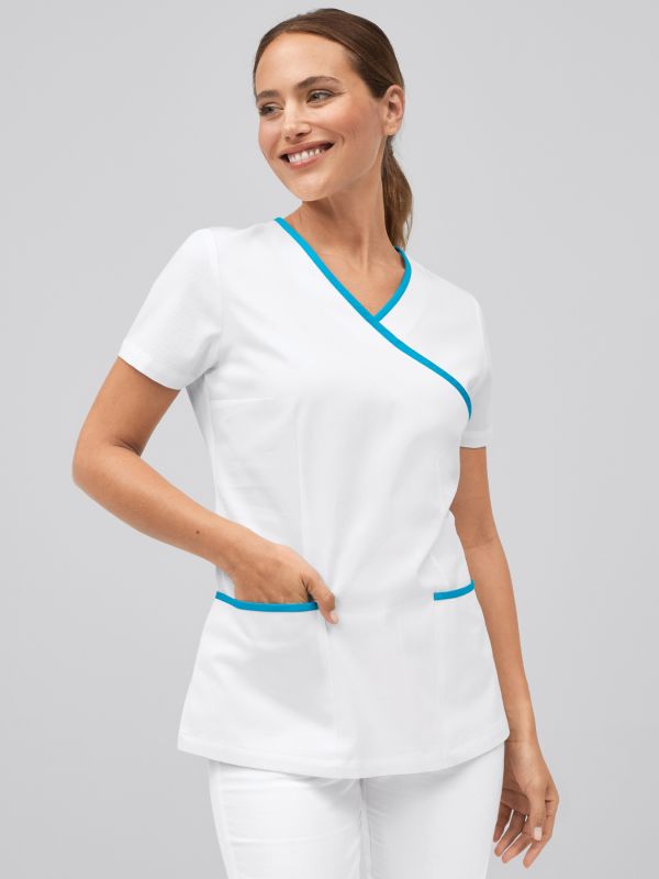 Natra Blue Cotton Kasack – Schlupfkasack, Pflege-Praxiskleidung, Made In Pakistan
