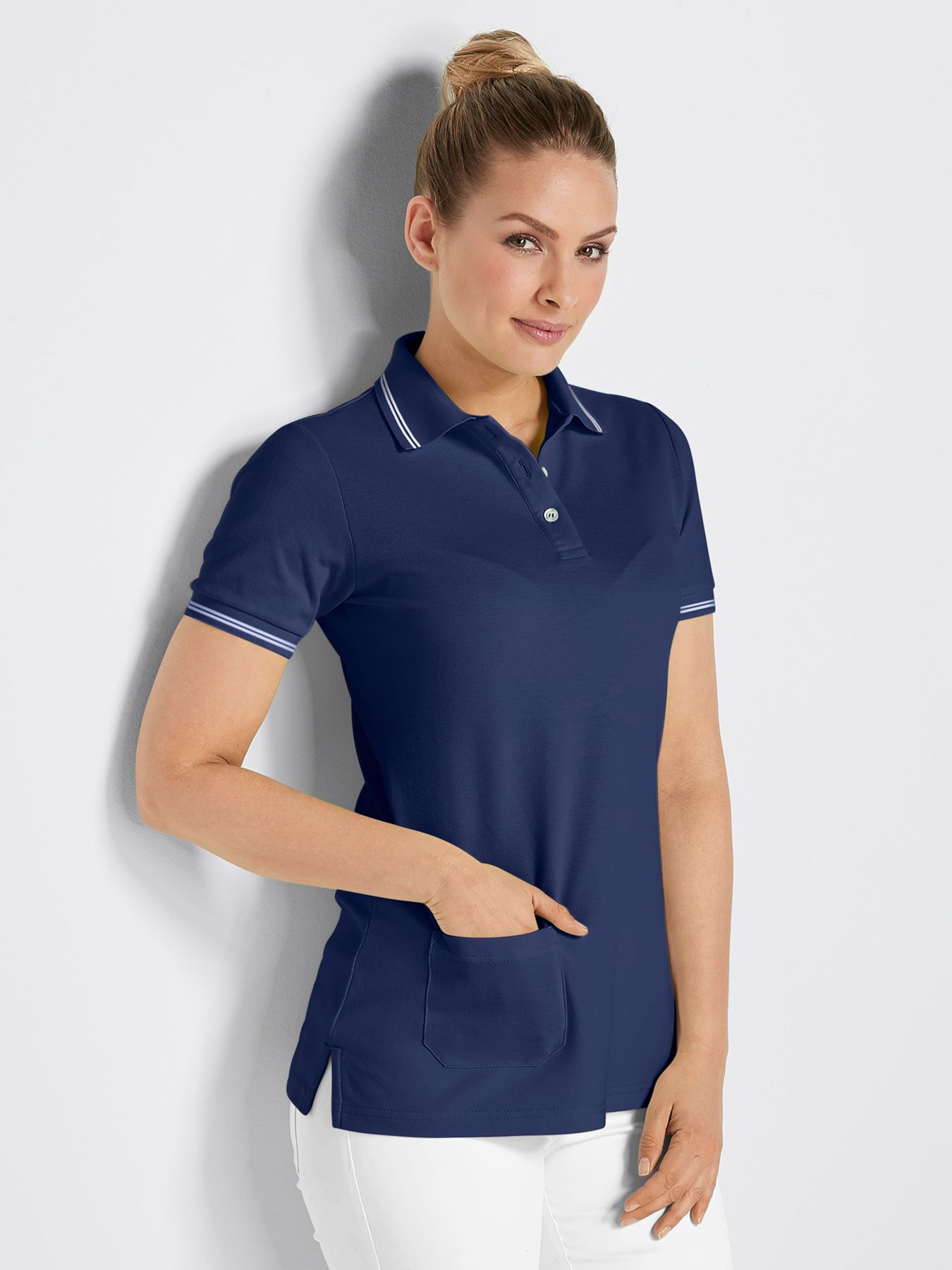 Poloshirt, Piqué - mit Tasche