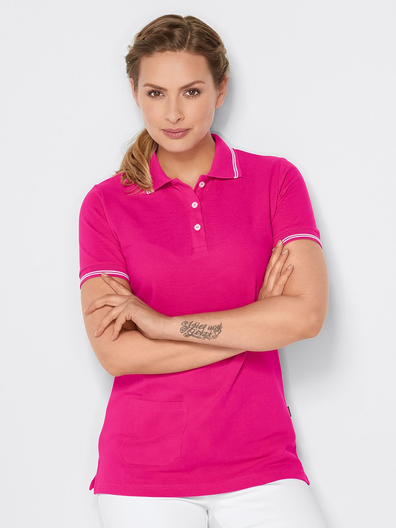 Poloshirt, Piqué - mit Tasche