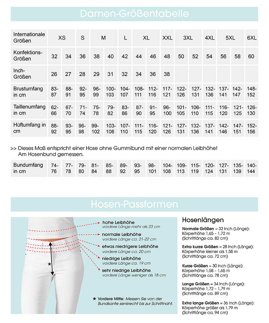 Damen - Größenberatung - 7days Berufsbekleidung